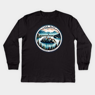 Lake Bled Slovenia Vintage Travel Poster Kids Long Sleeve T-Shirt